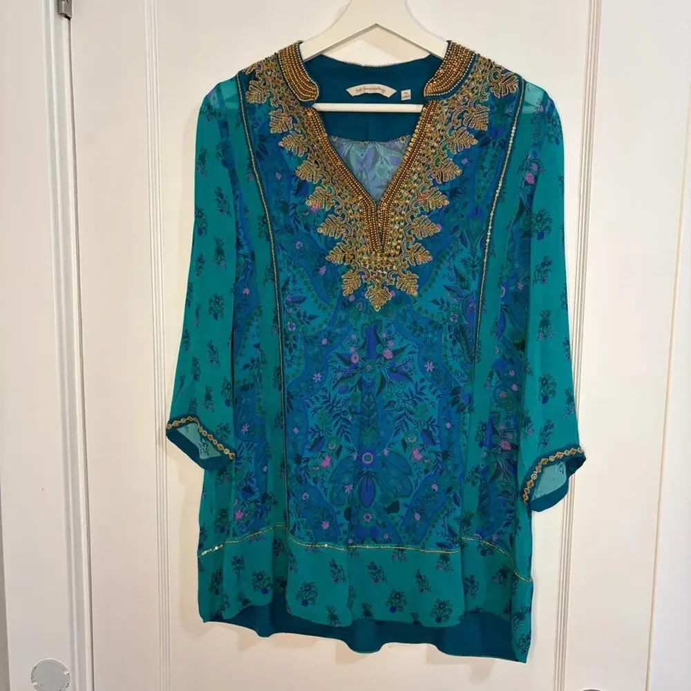 Soft Surroundings beaded sequin Tunic top